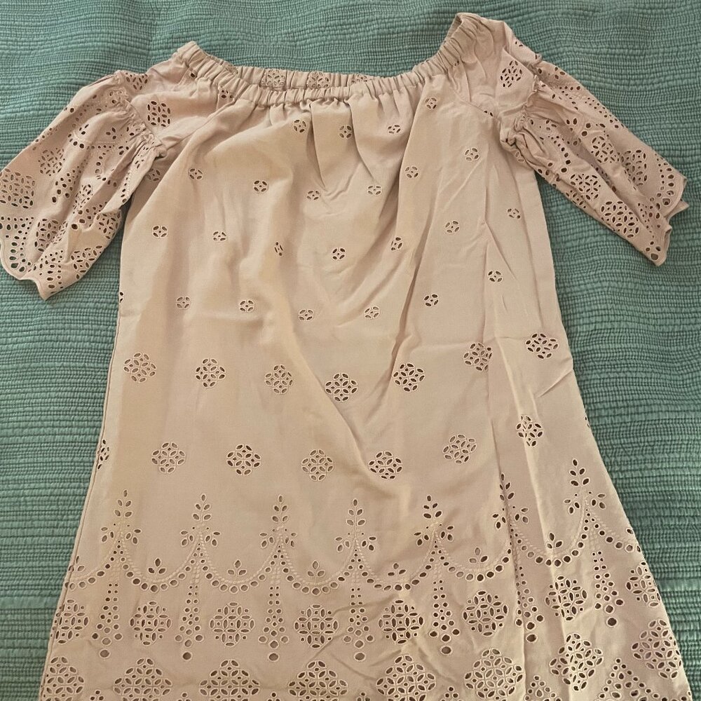 Madewell Off the Shoulder Cut Out Dusty Pink Dress